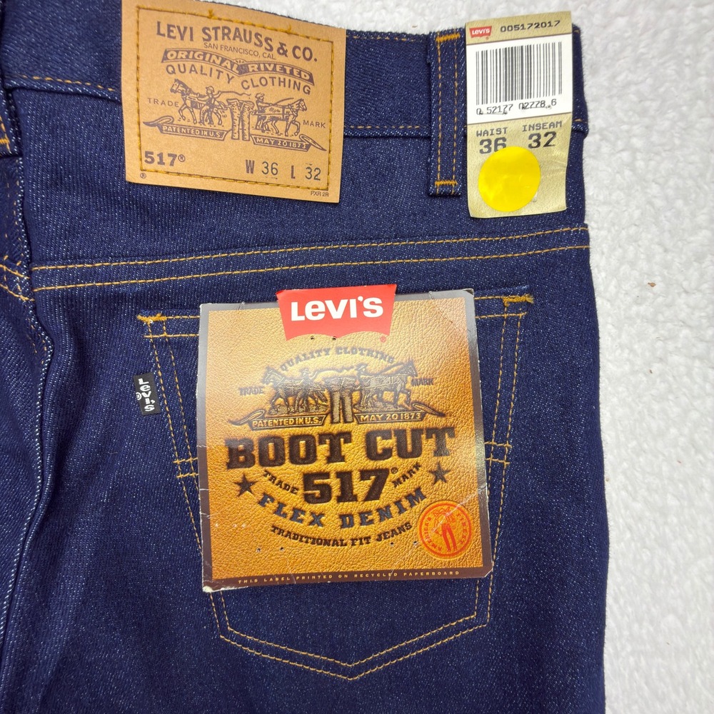 Vintage Deadstock Levis 517 Boot Cut Flex Denim Jeans Mens 36x32 NOS